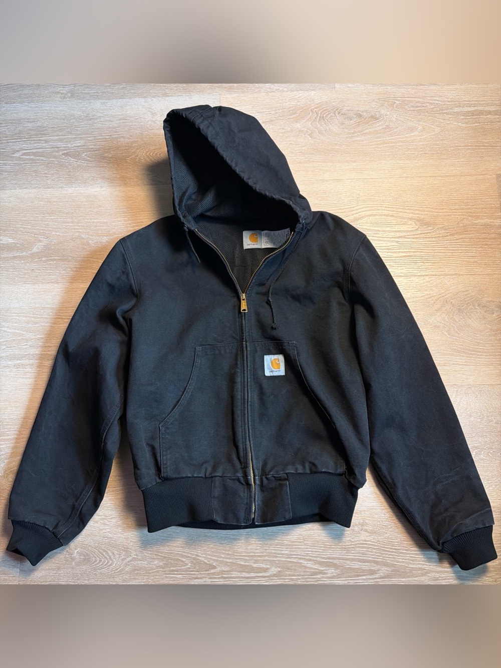 Vintage 90s Y2K Carhartt JR105 Black Duck Canvas Thermal Active Jacket Chore USA